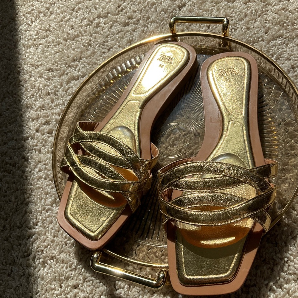Zara Metallic Gold Women's Sandals